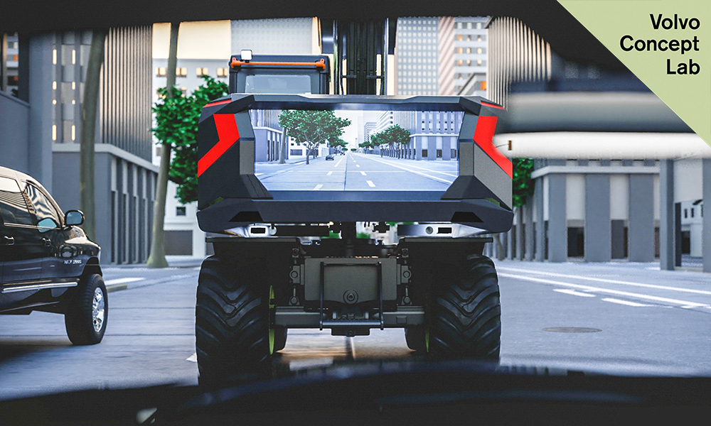 Volvo unveils mid-size electric excavator prototype with rear video screen